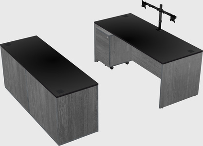 Parallel desk with credenza