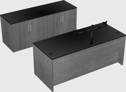 Parallel desk with credenza