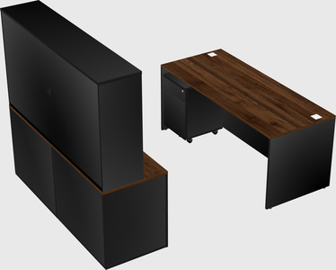 Parallel desk with credenza