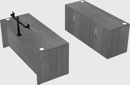 Bureau parallèle avec crédence