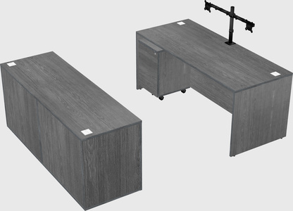 Bureau parallèle avec crédence