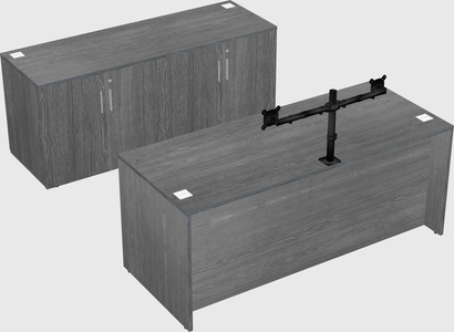 Parallel desk with credenza