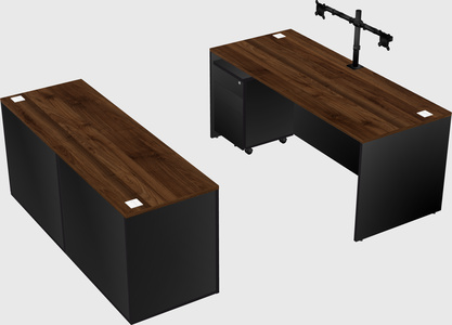 Parallel desk with credenza