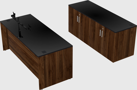 Parallel desk with credenza