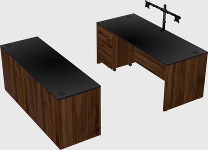 Parallel desk with credenza