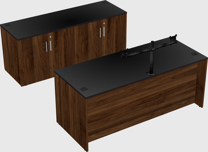 Parallel desk with credenza