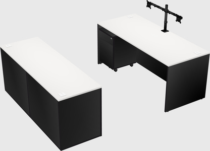 Parallel desk with credenza