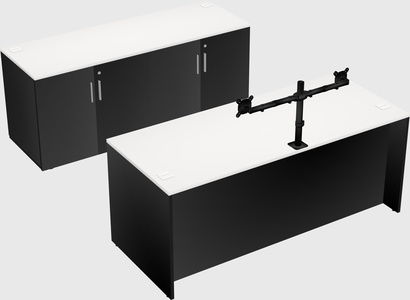 Parallel desk with credenza