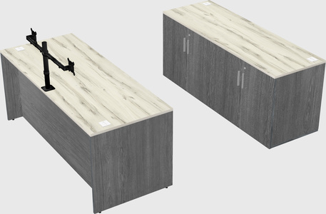 Parallel desk with credenza