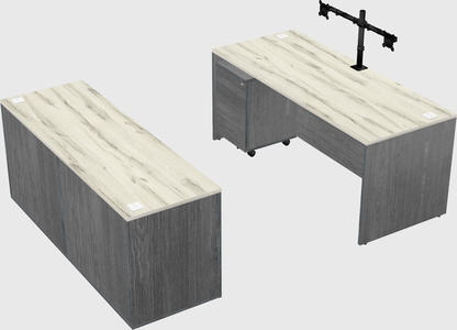 Parallel desk with credenza