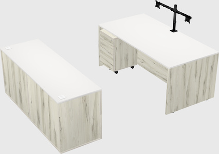 Bureau parallèle avec crédence