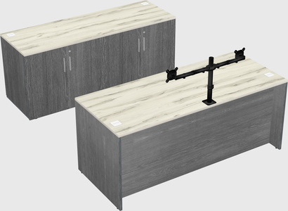 Parallel desk with credenza