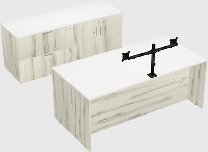 Bureau parallèle avec crédence