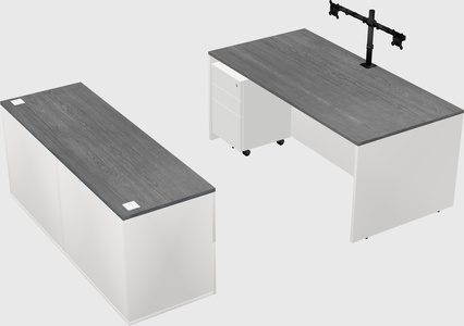 Bureau parallèle avec crédence