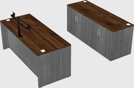 Parallel desk with credenza