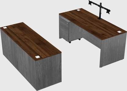 Parallel desk with credenza