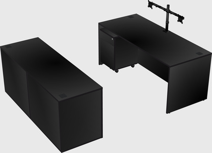 Parallel desk with credenza