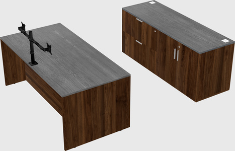 Parallel desk with credenza