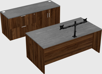 Parallel desk with credenza
