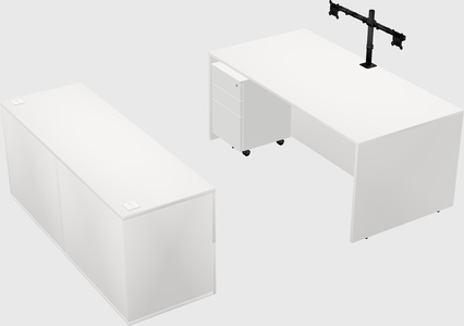 Parallel desk with credenza