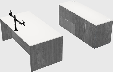 Parallel desk with credenza