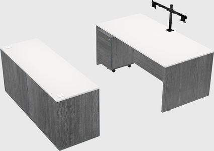 Parallel desk with credenza