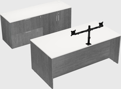 Parallel desk with credenza
