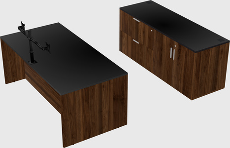 Bureau parallèle avec crédence