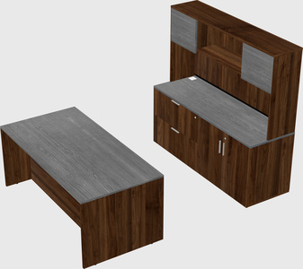 Parallel desk with credenza