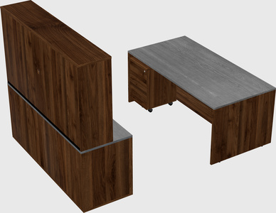 Parallel desk with credenza