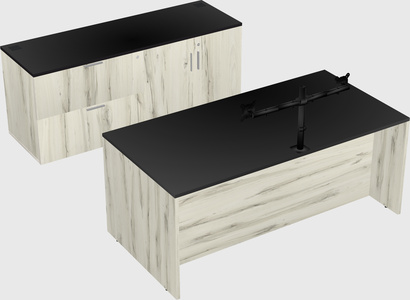 Parallel desk with credenza