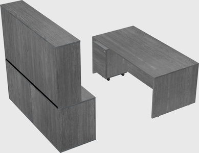 Parallel desk with credenza