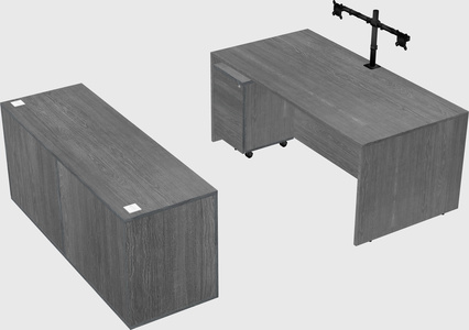 Bureau parallèle avec crédence