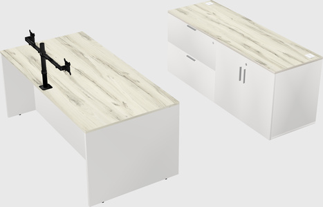 Parallel desk with credenza
