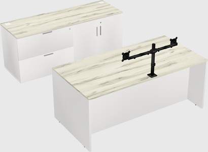Parallel desk with credenza