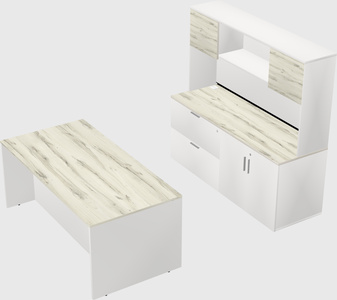 Bureau parallèle avec crédence