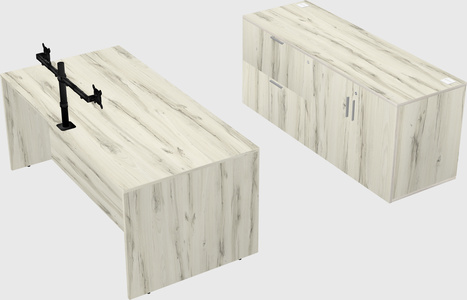 Parallel desk with credenza