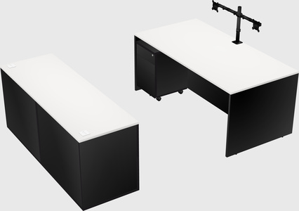 Parallel desk with credenza