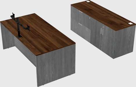 Parallel desk with credenza