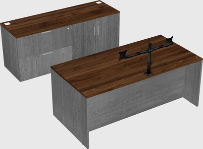 Parallel desk with credenza