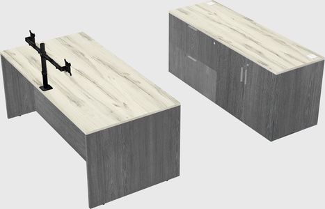 Parallel desk with credenza