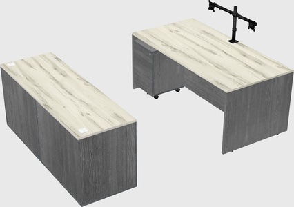 Parallel desk with credenza