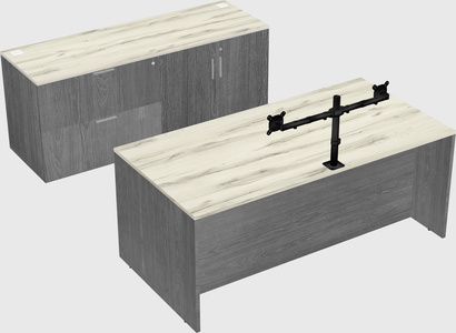 Parallel desk with credenza