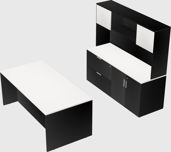 Parallel desk with credenza
