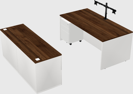 Parallel desk with credenza