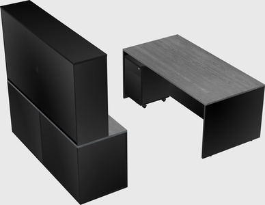 Parallel desk with credenza