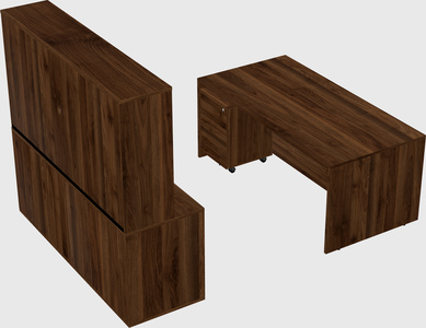 Parallel desk with credenza