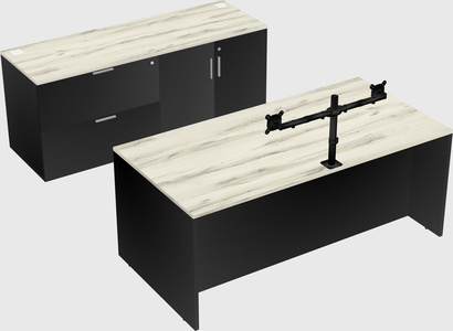 Bureau parallèle avec crédence