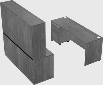 Parallel desk with credenza