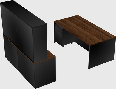 Parallel desk with credenza